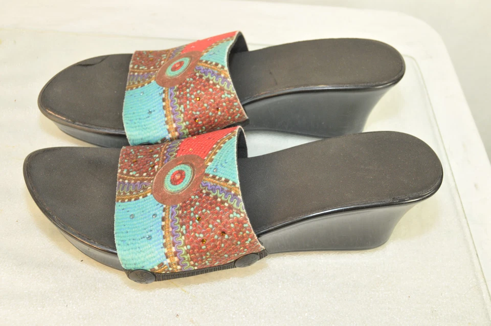 Zapatos de cuña para mujer talla 9 suela QC elegancia paso suave negro más 3 partes superiores Foto 2 de 4