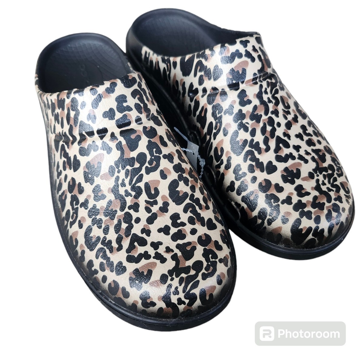 Oofos OOcloog Leopard Womens 10 Slip On Brown Mules Clogs