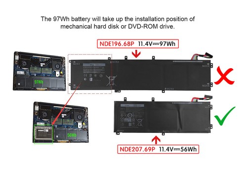 11,40V 56Wh Batterie pour Dell P56F002, P83F, P83F001, 451-BBFM, 5041C, 5D91C - Photo 2/6