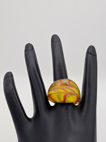 Beautiful Murano Resin Glass Look Ring Multi Chunky Unique Jewellery Size P - Picture 7 of 25