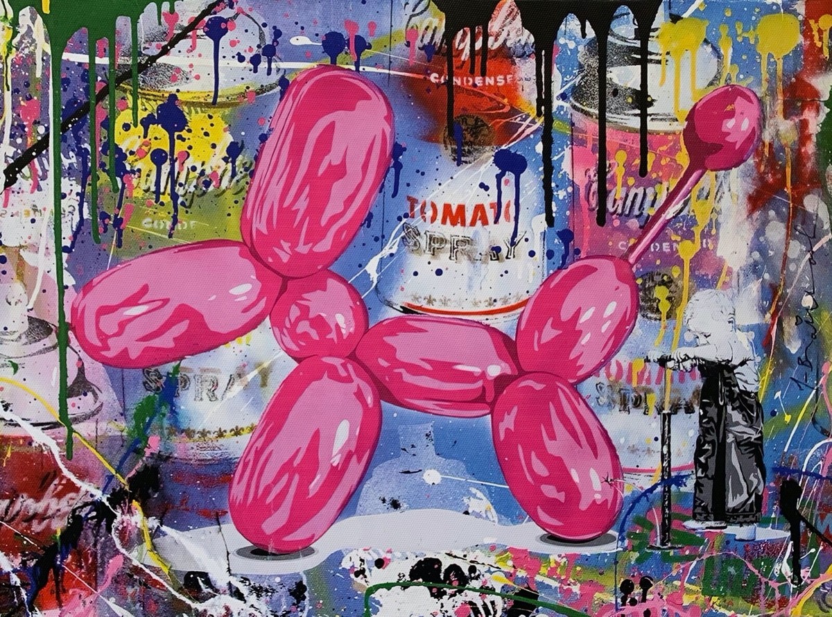 Balloon Dog Animation Graffiti Pop Art Giclee on Canvas Like Andy Warhol