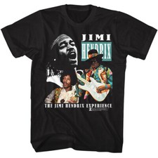 Jimi Hendrix Licensed T-Shirt Three Photos Album Music Official Licensed Black