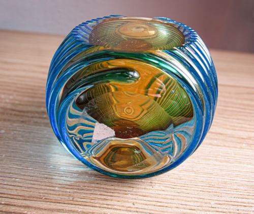 Art Glass Ribbed Perfume Bottle W Stopper Possible Murano Seguso - Picture 7 of 7