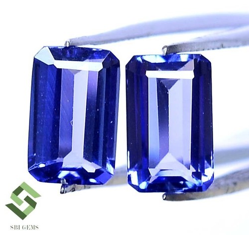 8x5 mm Certified Natural Tanzanite Octagon Cut Pair 2.55 CTS Loose Gemstones - Picture 3 of 6