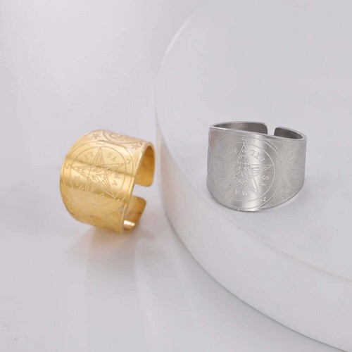 Dawapara Sigil of Baphomet Inverted Pentagram Stainless Steel Ring Protection Am - Picture 6 of 8