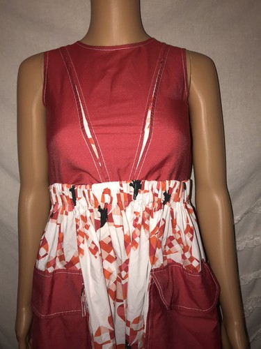 Val Max Italy Burnt Orange/White Geometric Sleeveless Dress Girls sz 12 Year  - Picture 2 of 8