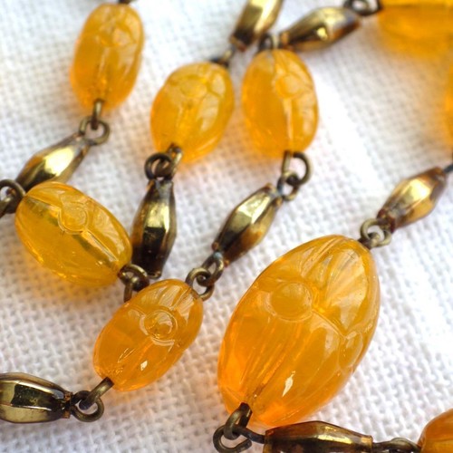 Vintage Antique Art Deco Moulded Glass Necklace Max Neiger 1930's Czech - Picture 3 of 11