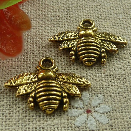 Envío Gratis 90 Piezas Dijes Abeja Antiguo Chapado en Oro 22x16mm L-1800 - Imagen 3 de 4