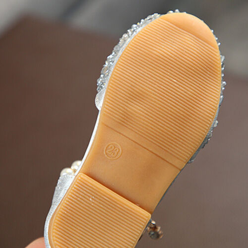 Kinder Mädchen Hochzeit Perlen Prinzessin Sommer Party Schule Tanzschuhe Sandalen Größe - Bild 9 von 15
