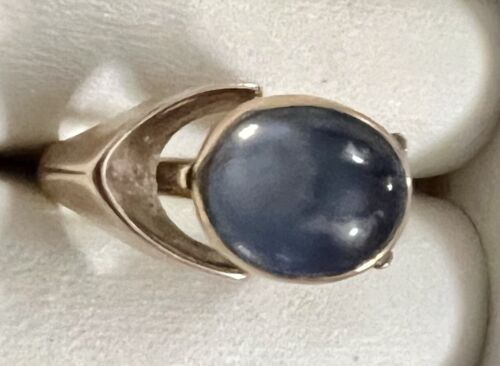 14KY Custom Ring W/ Extraordinary 5CT Natural Grayish Blue Star Sapphire. Size 6 - Picture 2 of 10