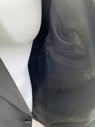 Barrington Black Striped Polyester/ Wool 2 Button Blazer Jacket 48L Long - Picture 7 of 9