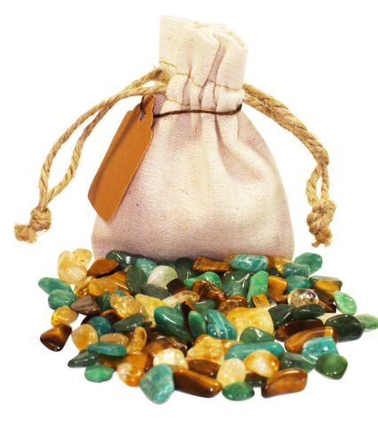 Money Power Pouch Healing Crystal Stones Set Tumbled Natural Abundance Gemstone