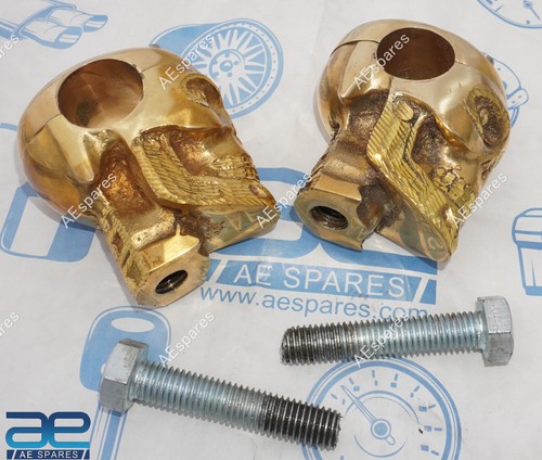 Skull Custom Brass Old School 1" Handlebar Risers for Harley Bobber Chopper ECs - Picture 8 of 8