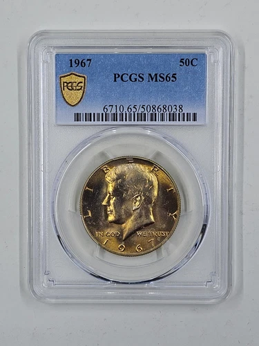 1967 50C PCGS MS65 Gold Toned Kennedy Half Dollar