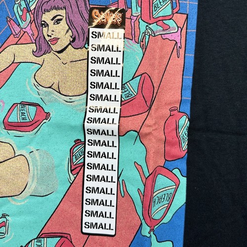 Treadless Shirt unisex Small Black Bleach Woman in Tub Graphic Funny Casual - Picture 3 of 12