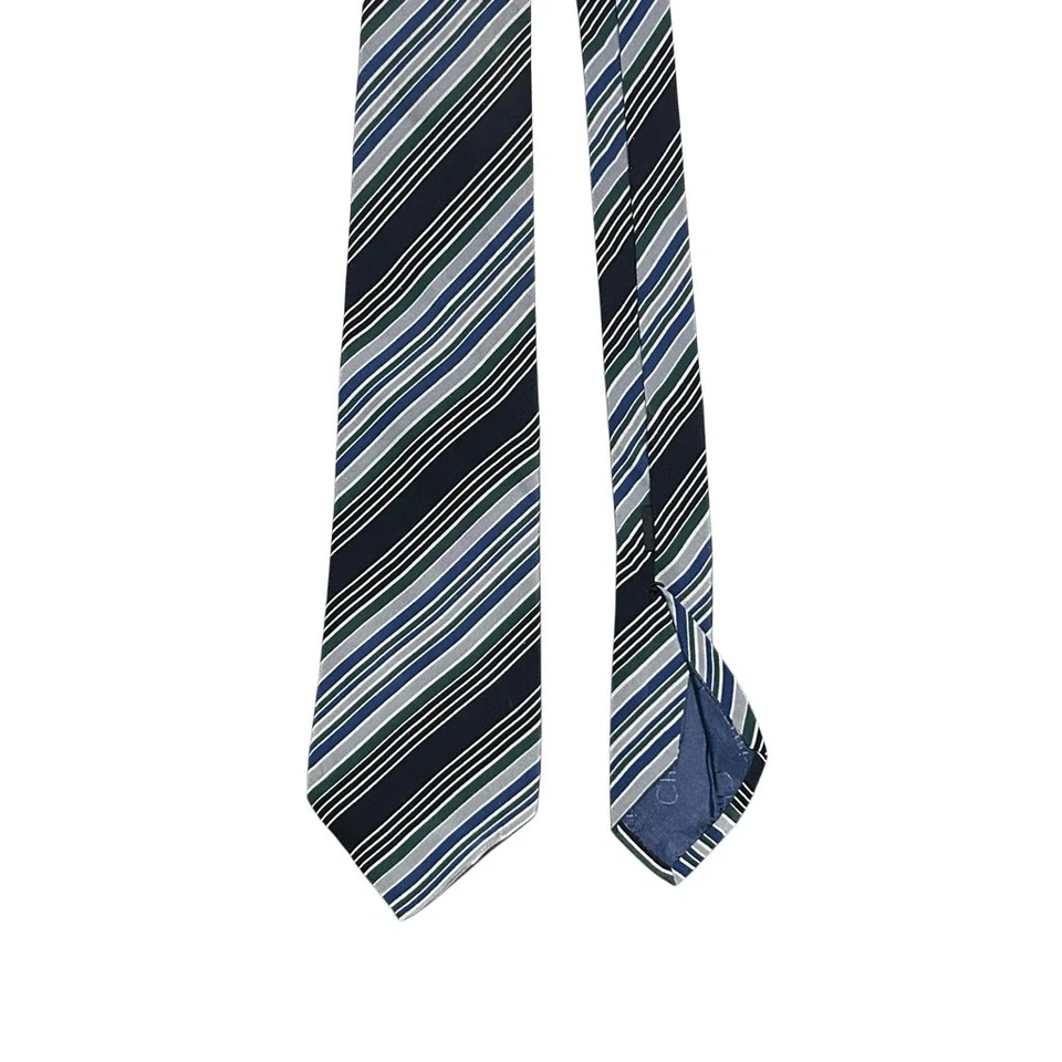 Corbata ajustable Christian Dior para hombre a rayas 100 % seda diseñador en punta Foto 4 de 4