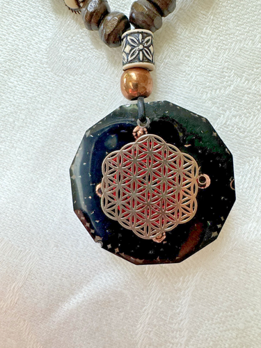 Round Orgonite Amethyst Necklace Artisan Handamade Butterfly EMF Protection - Picture 3 of 5