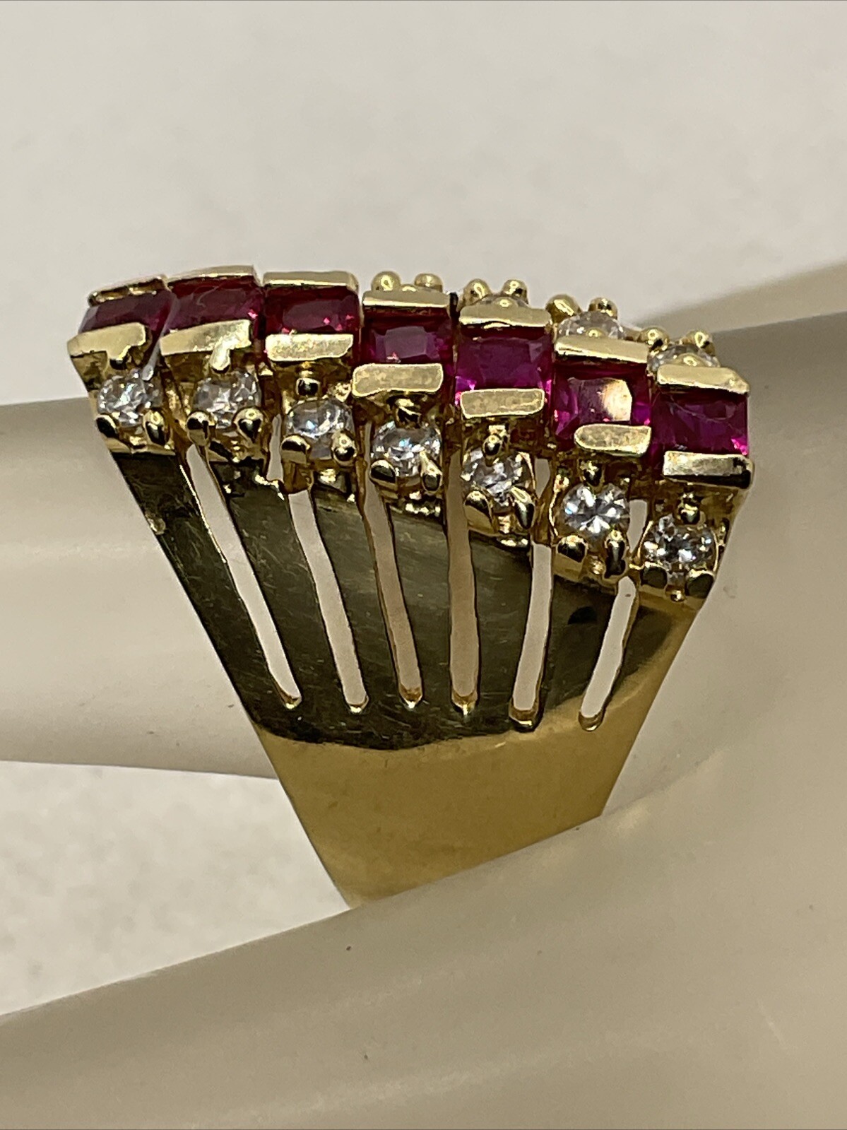 IMPRESSIVE Solid 14K Yellow Gold Princess Cut Cre… - image 12