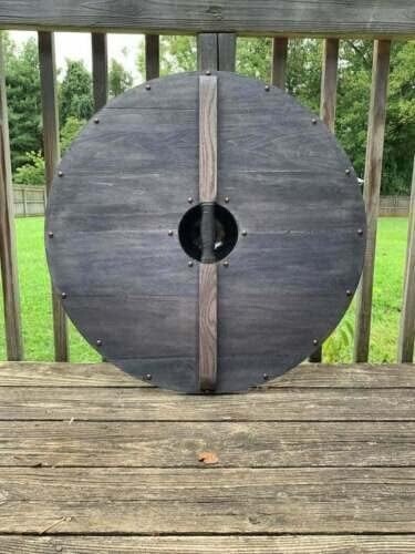 Medieval Viking Shield Wood & Steel LARP SCA Warrior Shield For Cosplay & Decor - Picture 2 of 3