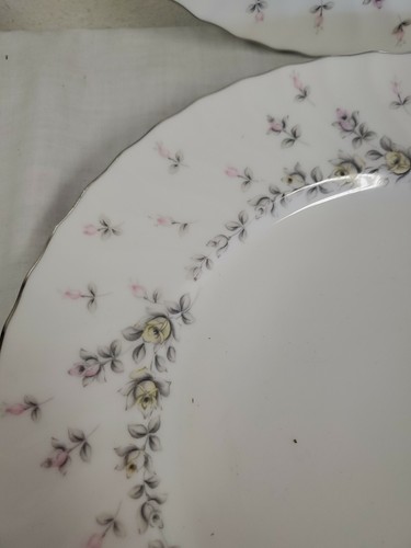 STYLE HOUSE FINE CHINA PICARDY (4) DINNER PLATES 10 1/2" JAPAN PINK GRAY ROSES - Picture 4 of 7