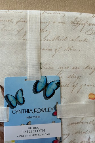 Cynthia Rowley Spring Easter Tablecloth 60”x84” New Floral Butterfly - Picture 2 of 3