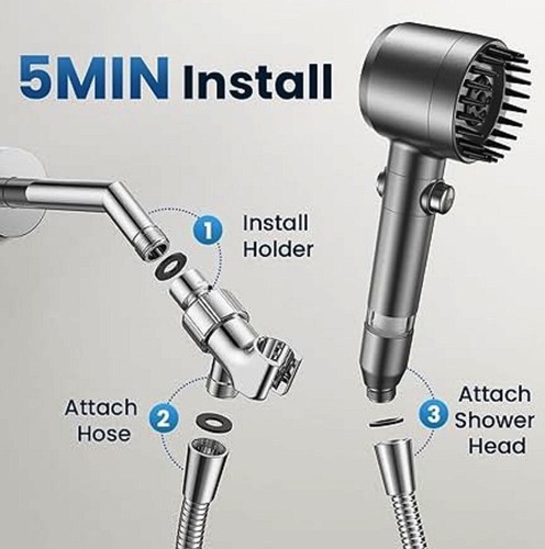 JOMST Filtered Shower Head with Handheld in Pewter - Picture 2 of 2