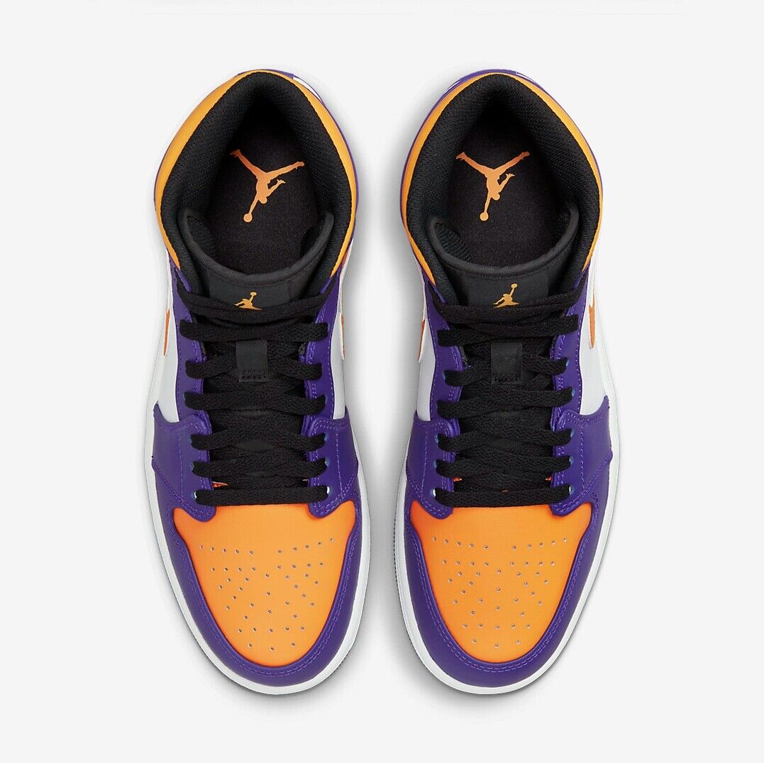 Jordan 1 Mid 'Lakers' Purple Gold White Black DQ8426-517 Jordan 1 Mid 'Lakers' Purple Gold White Black DQ8426-517