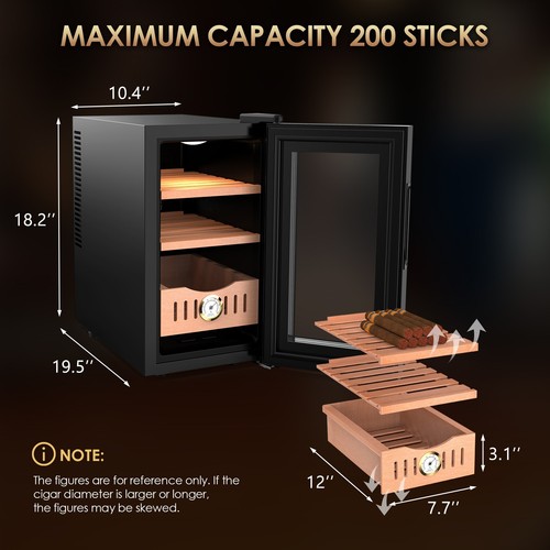 25L Thermostat Elektrischer Humidor 200 Stück Holz Zigarren Humidor Kühlen & Heizen - Bild 2 von 7