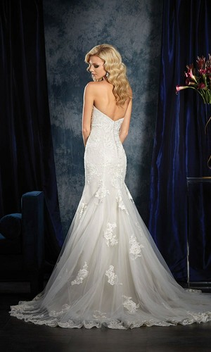 Alfred Angelo #985 Size 4 Ivory & Pearl Wedding Dress NWT Lace Tulle Fit/Flare - Picture 2 of 2