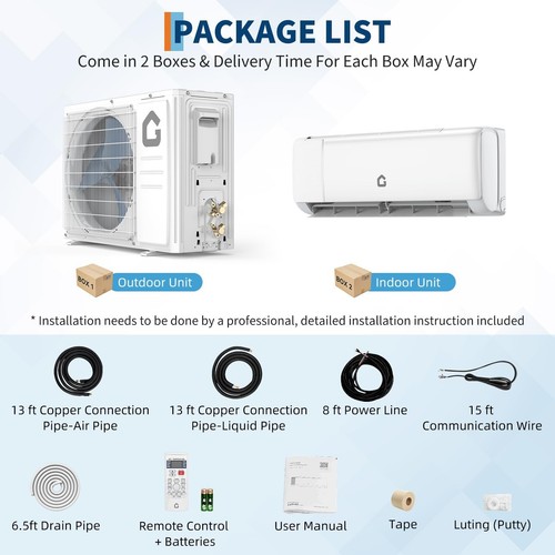18000 BTU Mini Split Air Conditioner Heat Pump System 208-230V Ductless AC Cool - Picture 7 of 12