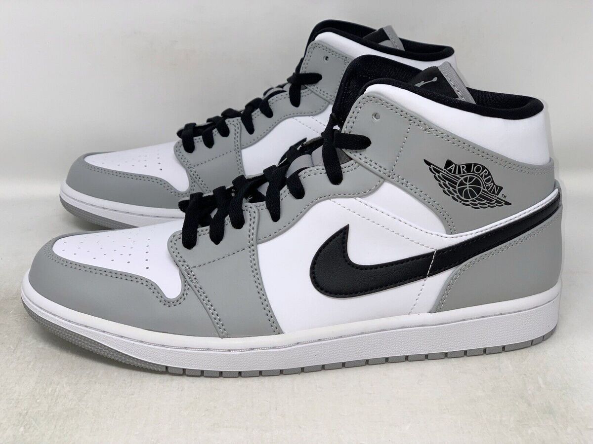 Nike Air Jordan 1 Retro Mid Light Smoke Grey 4-14 Black Nike Air Jordan 1 Retro Mid Light Smoke Grey 4-14 Black