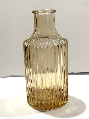 Set Of 6 Small Clear Amber Glass Bud Vases Oil/Lotion Bottles Mixed Shapes 3"-6" - Picture 12 of 18