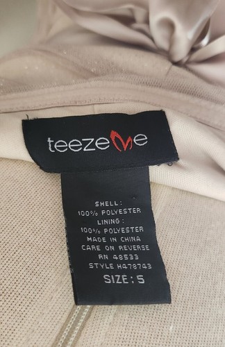 Teeze Me Dillard's Beige Rhinestone Waist Prom Dress Size 5 - Picture 5 of 6