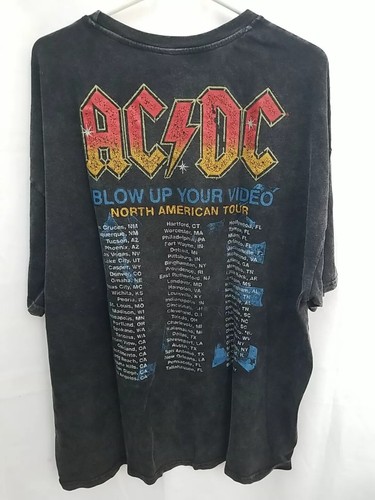 Mens Ac Dc Blow Up Your Video Black Stonewashed T-shirt, XL - Picture 4 of 5