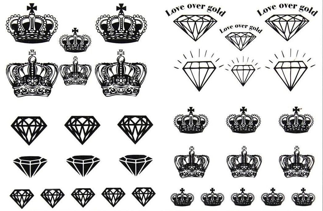Flash Tatouage Temporaire Autocollant Couronne Diamant Corps Fête Cadeau WOW