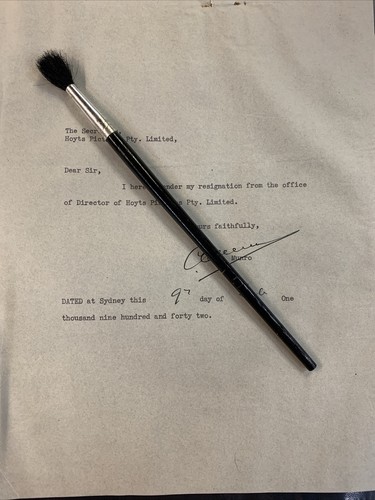 ORIGINAL RARE HOYTS PICTURES CHARLES ERIC MUNRO RESIGNATION LETTER 1942 MELB