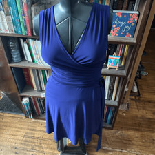 41Hawthorn Rocco navy faux wrap knit stretchy M tank dress