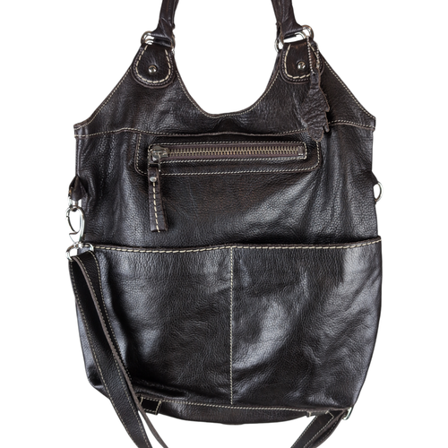 Roots Lauren Espresso Soft Leather Fold over Shoulder hobo Bag - Picture 3 of 16