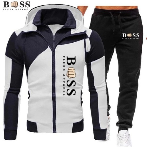 Men's Zipper Jacket Hooded Pullover+Sweatpants Sports Casual Jogging 2Piece Set - Foto 18 di 18