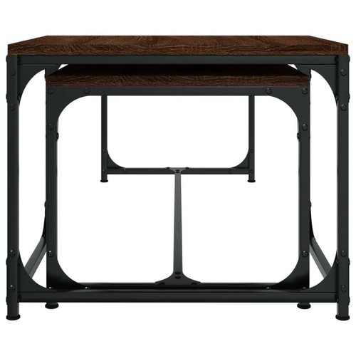 2 pcs Coffee Table Set Industrial Couch Side Tables Steel Frame Adjustable Legs - Picture 16 of 46