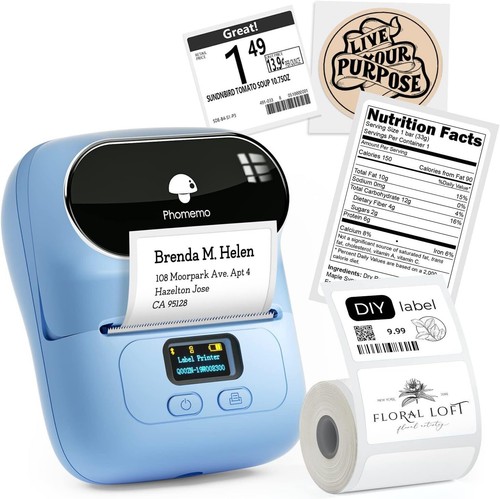 Phomemo M110 Label Maker Machine Thermal Bluetooth Label Barcode Printer LOT - Zdjęcie 16 z 31