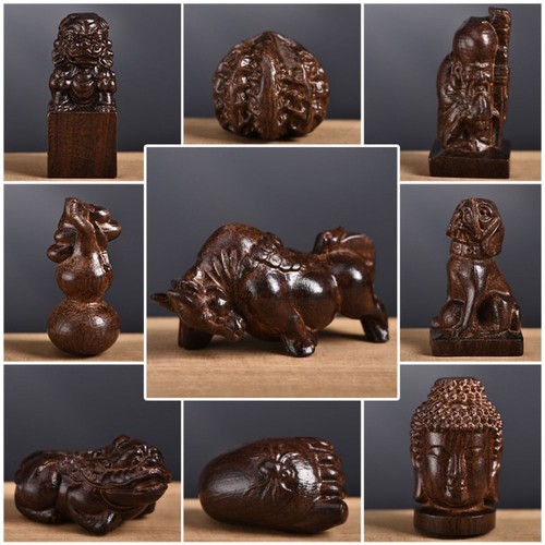 India Sakyamuni Statue Wood Buddha Head Crafts Buddhist - Picture 9 of 12