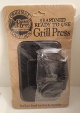 Lodge Cracker Barrel Cast Iron Grill Press W/ Grip Spiral Handle,6.75 x 4.5 in