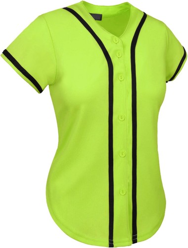 Camiseta de béisbol femenino Raglan Plain T Shirt Team Sport Button Fashion Tee Casual - Imagen 30 de 50
