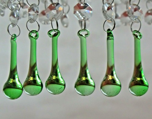 10 Orb Emerald Green Chandelier Cut Glass Crystals Beads Party Droplets Drops  - Picture 11 of 12