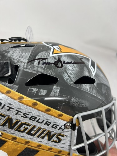 TOM BARRASSO Pittsburgh Penguins SIGNED Full Size Goalie Mask JSA Witness COA bl - Picture 2 of 5