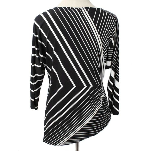 ALFANI Black & White Linear Pattern Asymmetrical Top Women's Size XS - Picture 4 of 6