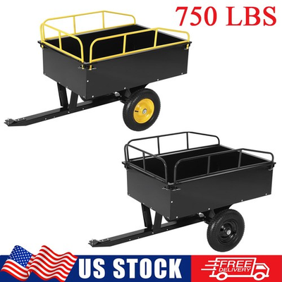 #ad 750Lbs Utility Trailer Garden Cart 15 Cu.Ft Lawn Tractor Tow Behind Dump Trailer $165.99