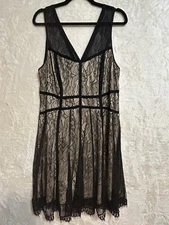 Torrid Black Lace Holiday Party Cocktail Dress Plus Size 16 W/ Surplice Neckline