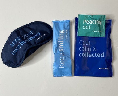 United Airlines Travel Kits Calm Cool Collected Set 2 Earplugs Eyeshade New Sets - Picture 3 of 3
